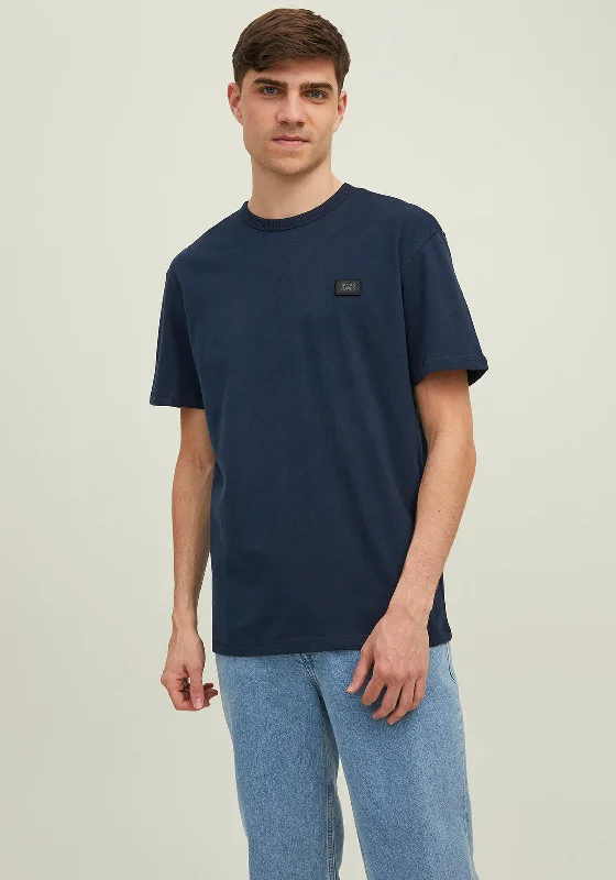 Online Deal Jack & Jones Classic Waffle Badge T-Shirt, Navy Blazer