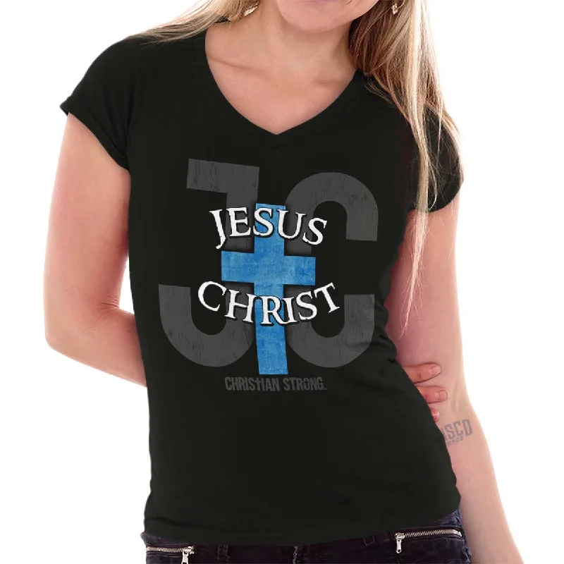 Jesus Christ JC Junior Fit V-Neck T-Shirt