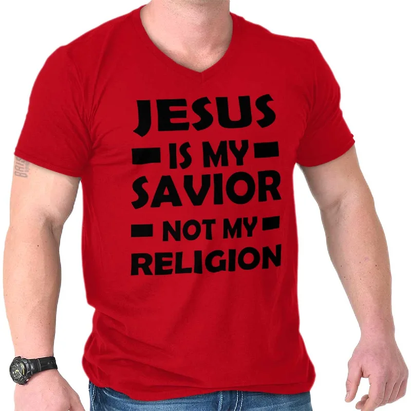 Weekend Discounts to Relish Jesus is my Savior V-Neck T-Shirt
