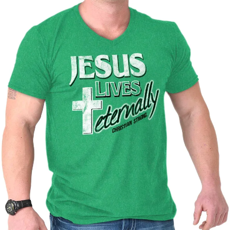 Jesus Lives Eternally V-Neck T-Shirt