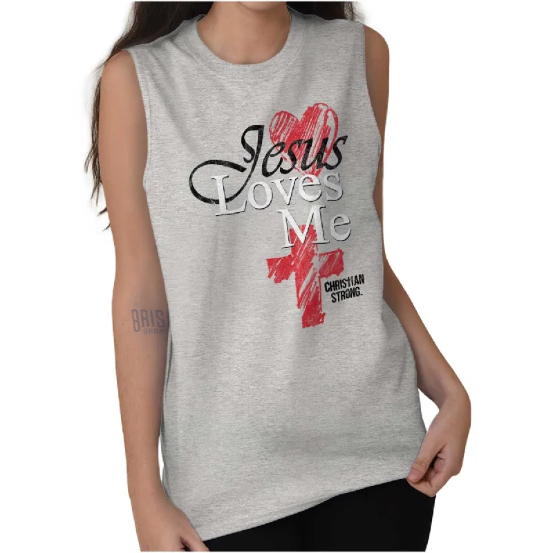 Special Savings Jesus Loves Me Cross Sleeveless T Shirt