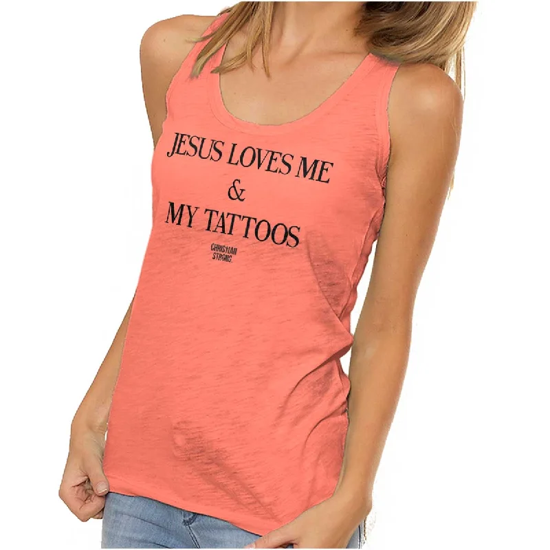 Price Cut Jesus Loves My Tattoos Racerback Tank