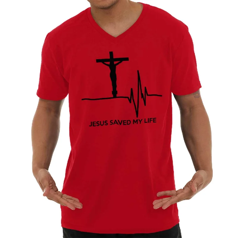 Extra Savings Jesus Saved My Life V-Neck T Shirt