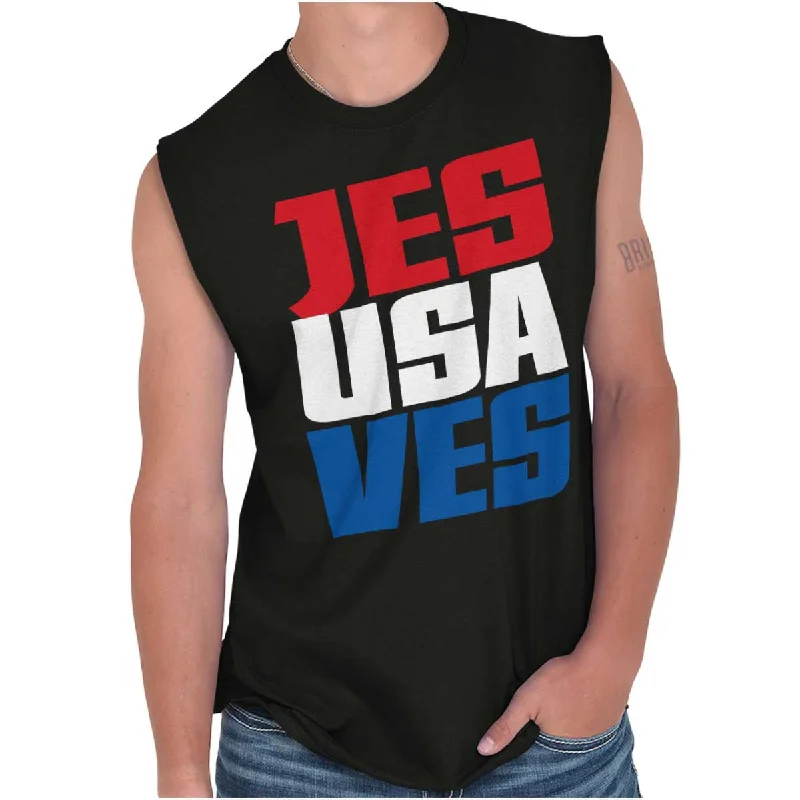 Discount Deals Jesus Saves USA Sleeveless T-Shirt