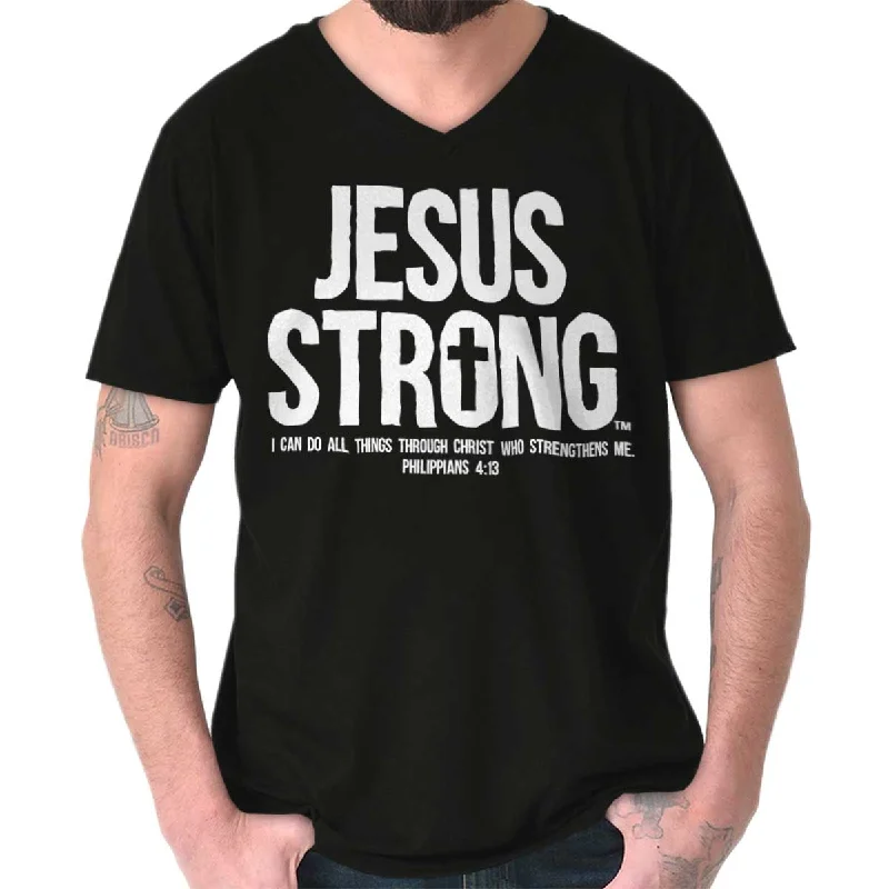 Reduced Prices Jesus Strong V-Neck T Shirt