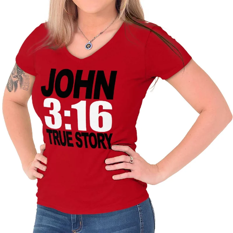 John 3:16 Junior Fit V-Neck T-Shirt