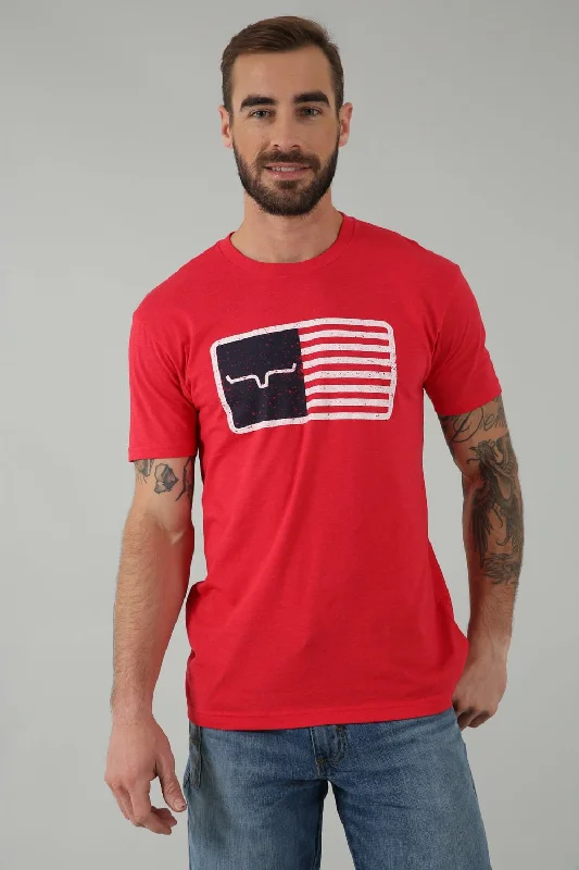 Huge Discounts Kimes Ranch Mens American Trucker Tee Red Cotton Blend S/S T-Shirt
