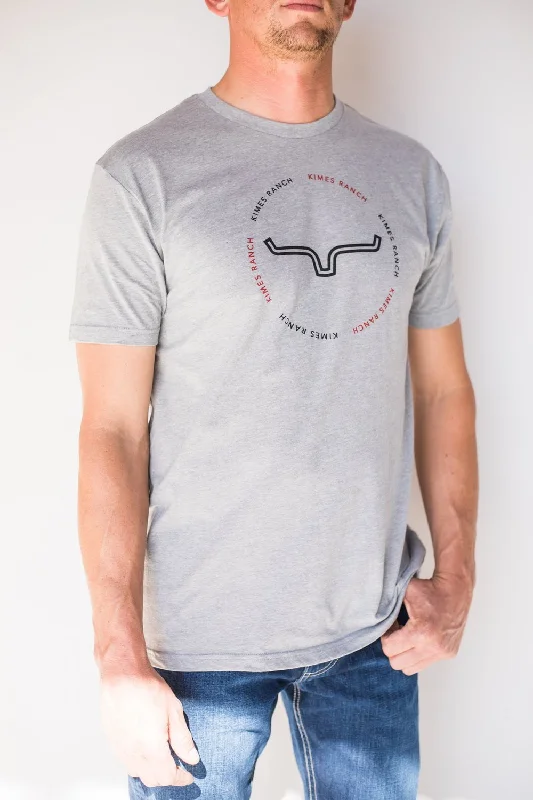 Today's Deal Kimes Ranch Mens Circular Repeat Grey Heather Cotton blend S/S T-Shirt
