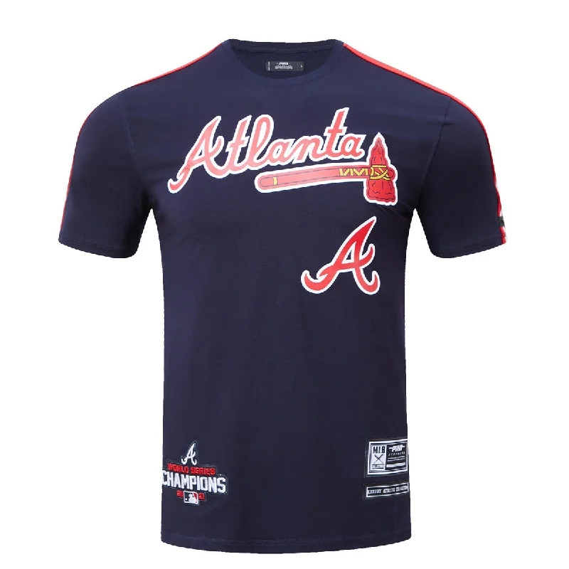 Great Bargains MLB ATLANTA BRAVES LOGO PRO TEAM MEN'S TAPING TOP (MIDNIGHT NAVY/RED)
