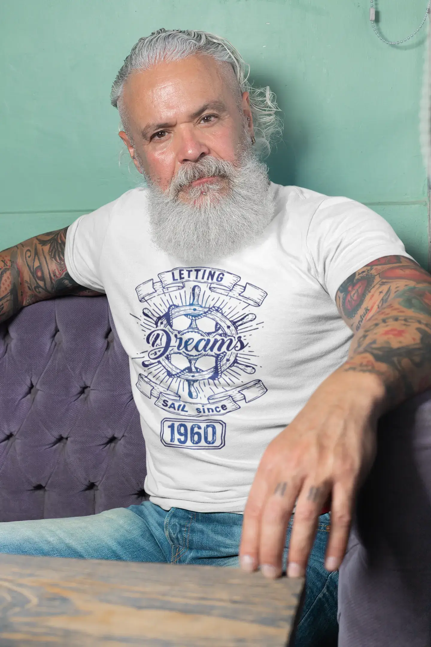 Letting Dreams Sail Since 1960 Men's T-shirt White Birthday Gift 00401