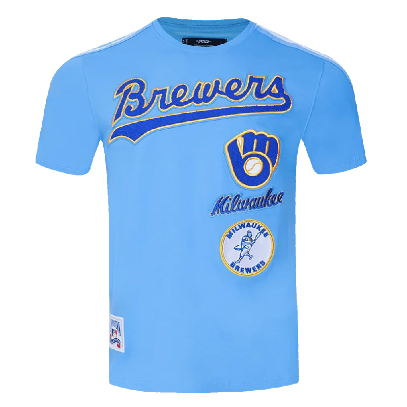 Weekend Steals Await MLB MILWAUKEE BREWERS RETRO CLASSIC MEN'S STRIPED TOP (UNIVERSITY BLUE) Weekend Steals Await MLB MILWAUKEE BREWERS RETRO CLASSIC MEN'S STRIPED TOP (UNIVERSITY BLUE)