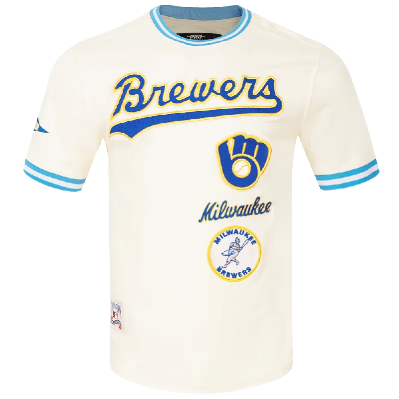 Savings Soar This Weekend MLB MILWAUKEE BREWERS RETRO CLASSIC MEN'S TOP (EGGSHELL/ UNIVERSITY BLUE) Savings Soar This Weekend MLB MILWAUKEE BREWERS RETRO CLASSIC MEN'S TOP (EGGSHELL/ UNIVERSITY BLUE)