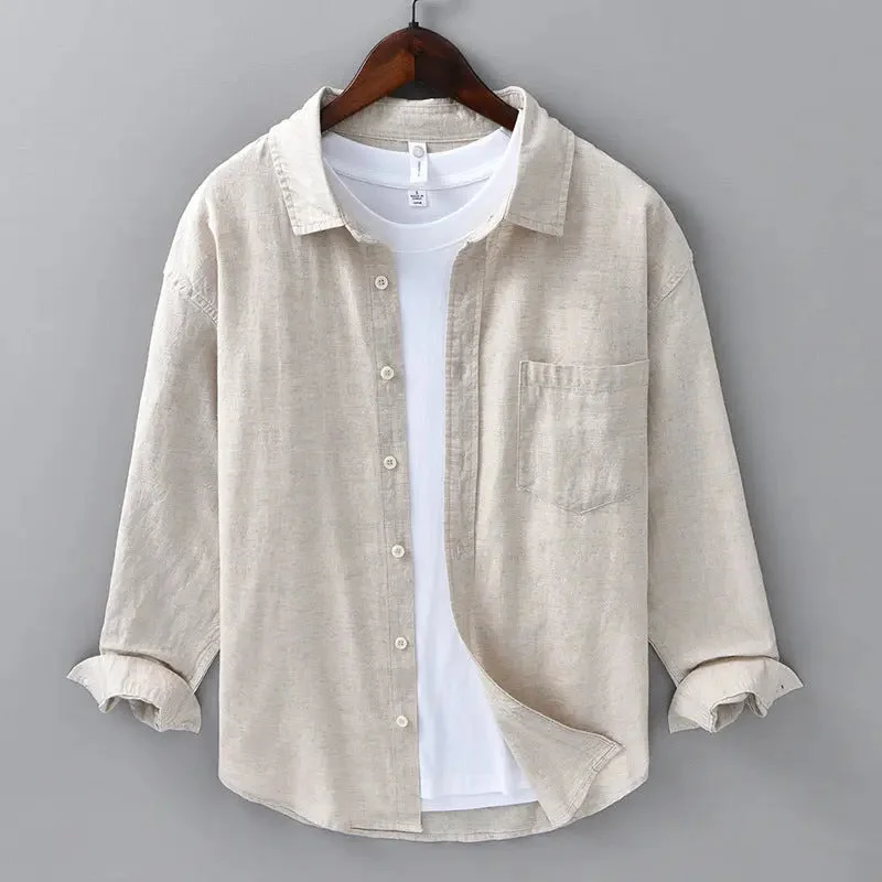 Long Linen Sleeves Casual All-matching Cotton Linen Shirt