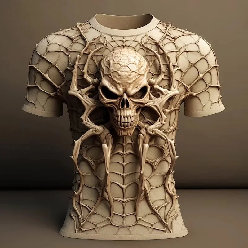 Men's 3D Skull Pattern European Hip Hop Trendy 3D Printed T-shirt