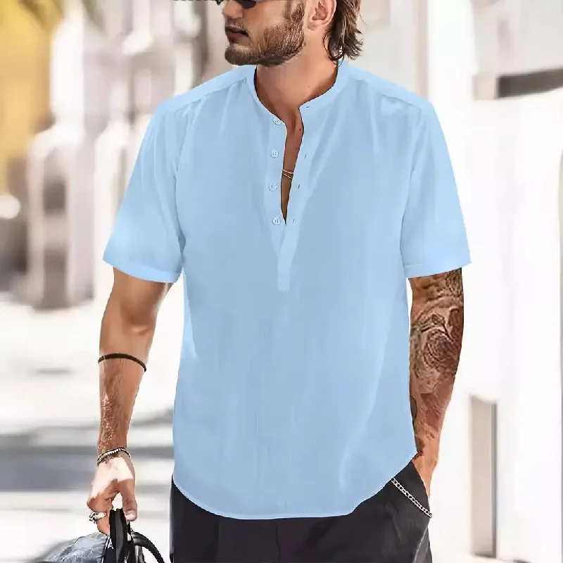 Men's Chest Pocket Solid Color Casual Fashion Short Sleeve T-shirt