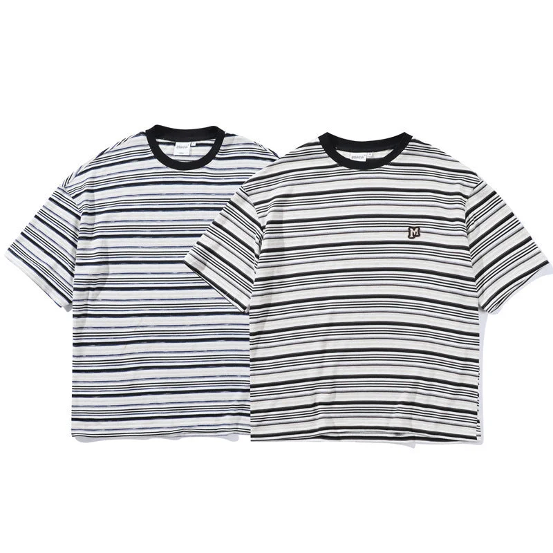 Men's Striped Loose Artistic Youth Fresh T-shirt