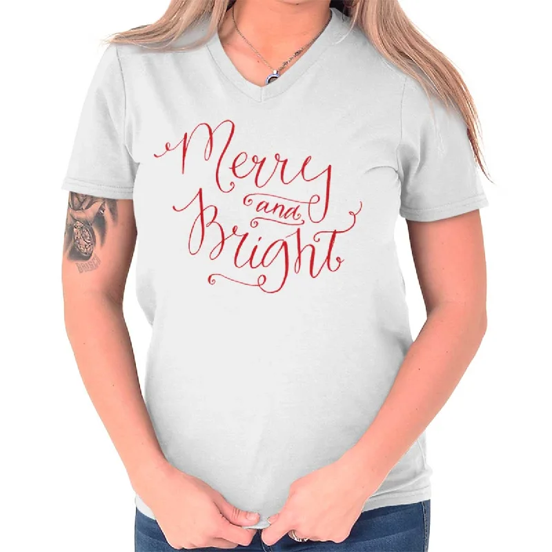 Merry And Bright V-Neck T-Shirt