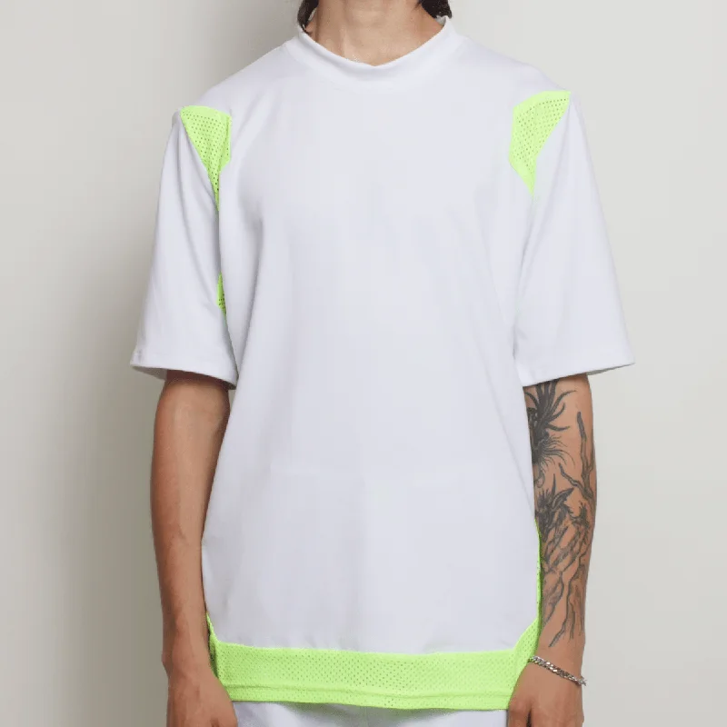 Weekend Deals That Dazzle MESHED UP T-SHIRT WHITE / YELLOW