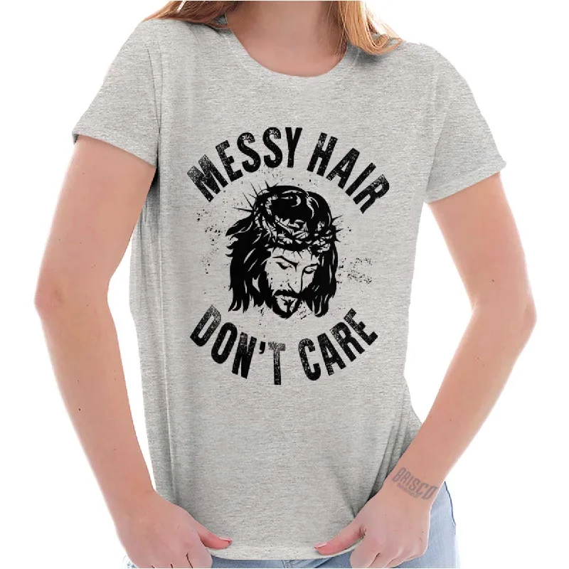 Messy Hair Jesus Ladies T Shirt