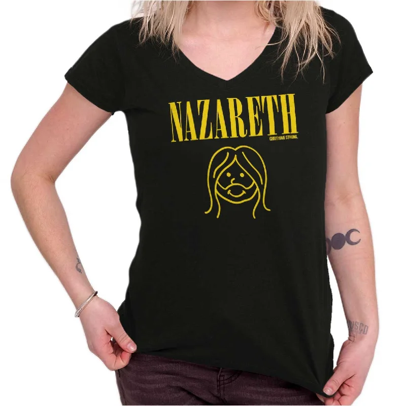 Nazareth Christian Rock Junior Fit V-Neck T Shirt