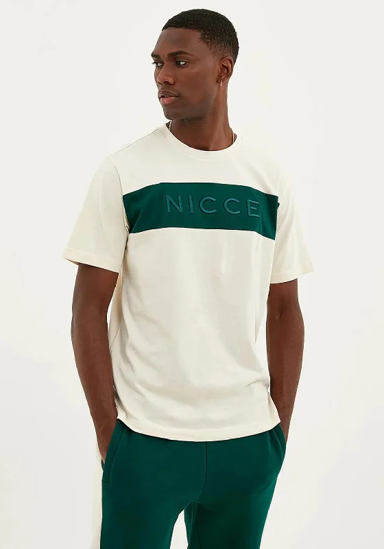 Online Exclusive NICCE Mercury Stripe T-Shirt, Quartz White & Ivy Green