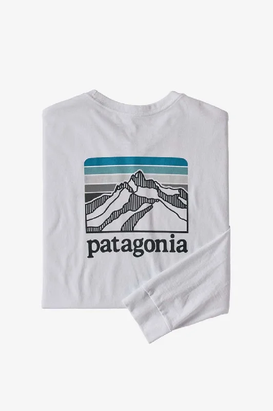 Early Bird Discount Patagonia L/S Line Logo Ridge Responsibili Tee - White