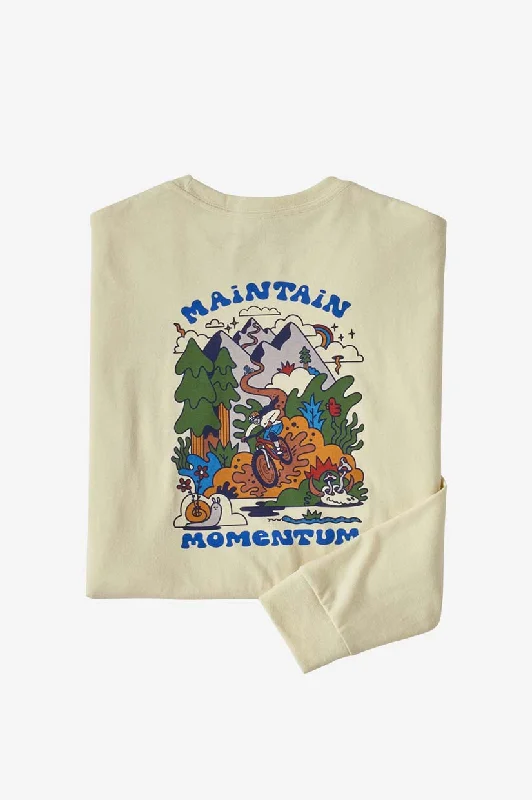 Weekend Deal Patagonia L/S Momentum Pocket Responsibili Tee - Birch White