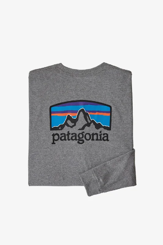 Year-End Sale Patagonia L/S Fitz Roy Horizons Responsibility Tee - Gravel Heather