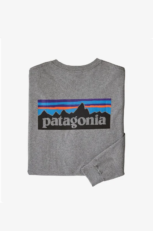 Customer Appreciation Sale Patagonia L/S P-6 Logo Responsibility Tee - Gravel Heather