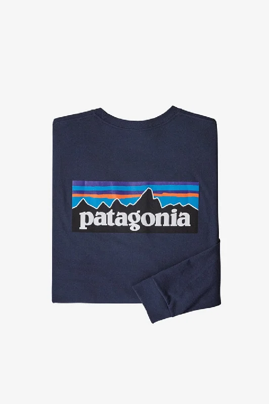 Special Promotion Patagonia L/S P-6 Logo Tee -  Classic Navy