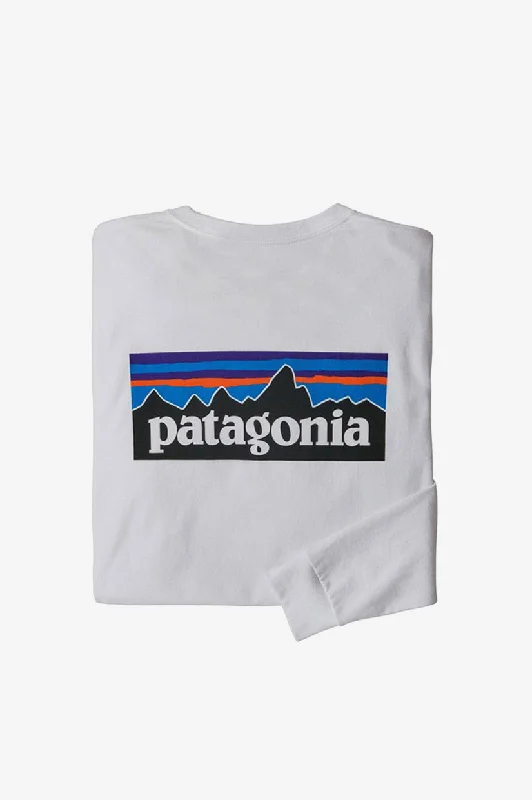 Instant Savings Patagonia Mens LS P-6 Logo Responsibility Tee - White