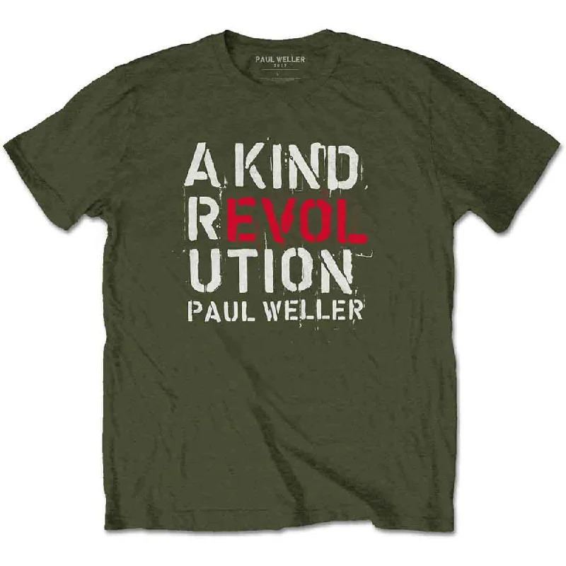Half Price Paul Weller Official A Kind of Revolution Print T Shirt Green