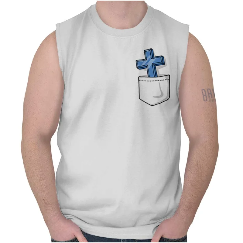 Deal Mania Pocket Cross Sleeveless T Shirt