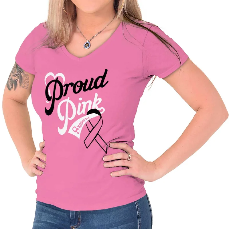 Breast Cancer Awareness Junior Fit V-Neck T Shirt