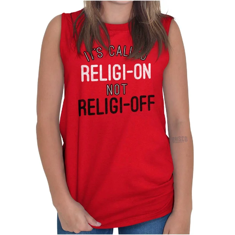 Best Bargains Religi-on Not Religi-off Sleeveless T Shirt