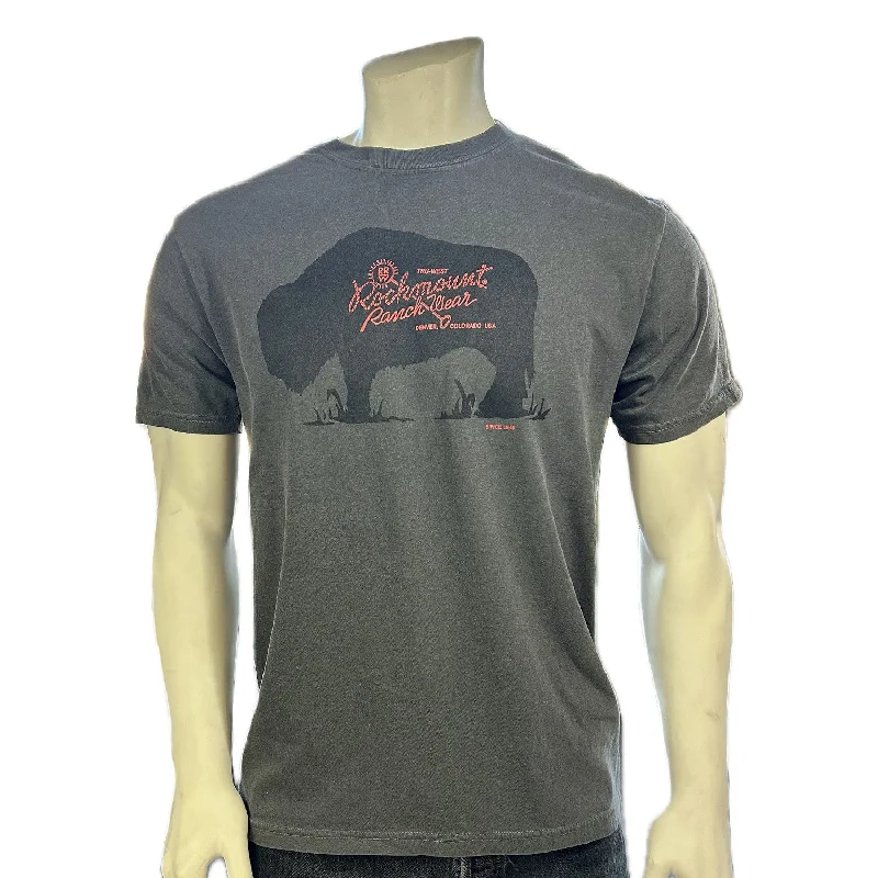 Weekend Savings Spectacular Rockmount Mens American Bison Charcoal 100% Cotton S/S T-Shirt Weekend Savings Spectacular Rockmount Mens American Bison Charcoal 100% Cotton S/S T-Shirt