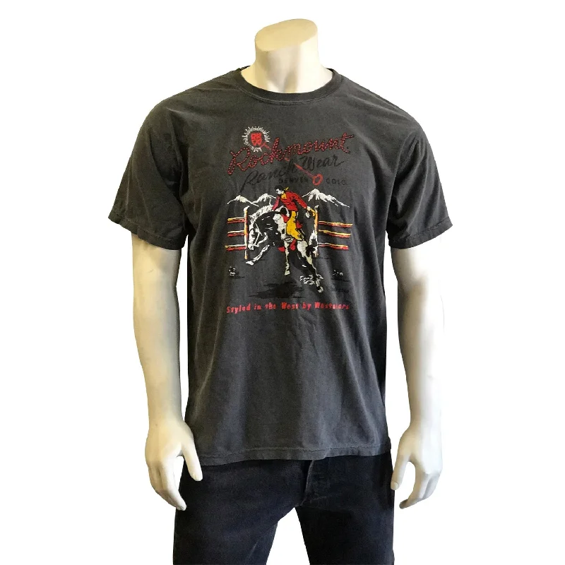 Weekend Deals That Sizzle Rockmount Mens Bronc Rider Charcoal 100% Cotton S/S T-Shirt Weekend Deals That Sizzle Rockmount Mens Bronc Rider Charcoal 100% Cotton S/S T-Shirt