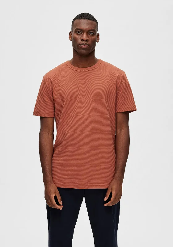 Limited Offer Selected Homme Camp Ribbed T-Shirt, Baked Clay