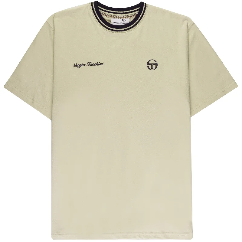Take Action Sergio Tacchini Men's SS Gobert Crew Neck T Shirt Pelican Cream