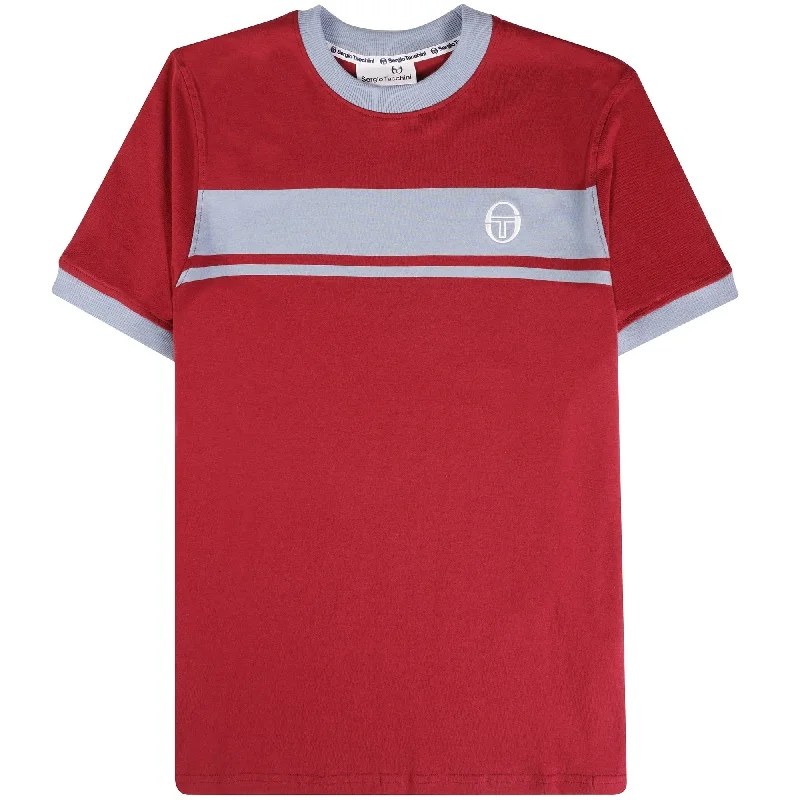 Lowest Price Sergio Tacchini Men's SS Master Crew Neck T Shirt Tibetan Red / Mountain Spring Lowest Price Sergio Tacchini Men's SS Master Crew Neck T Shirt Tibetan Red / Mountain Spring