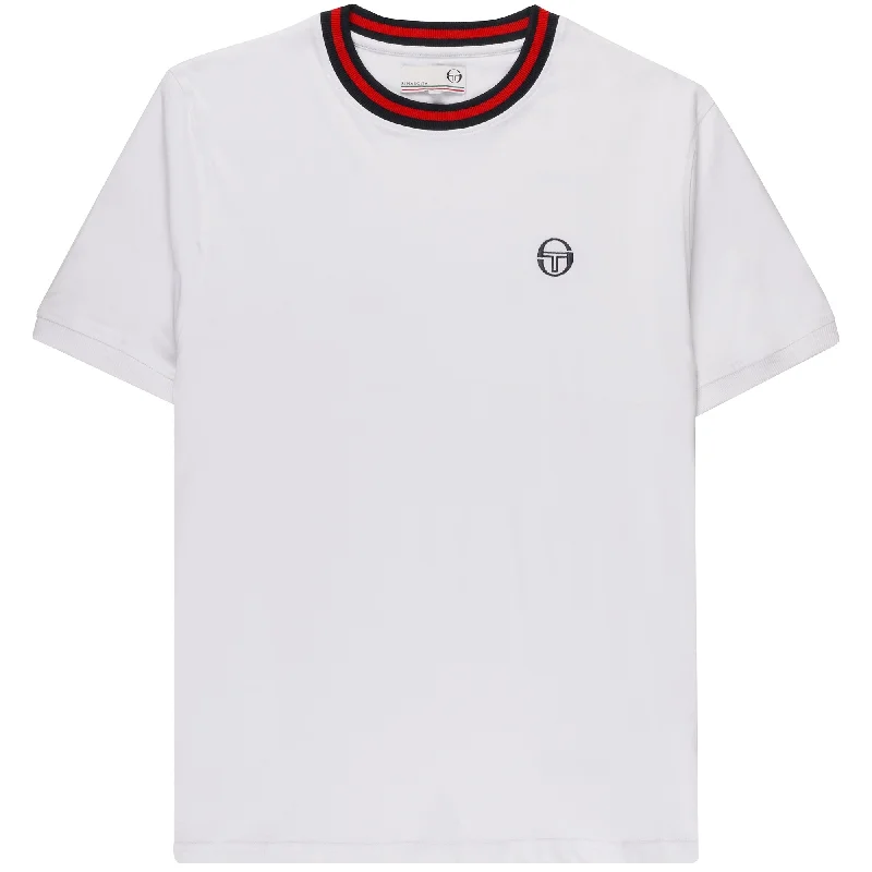 Steals and Deals Sergio Tacchini Men's SS Rainer Ringer T Shirt White