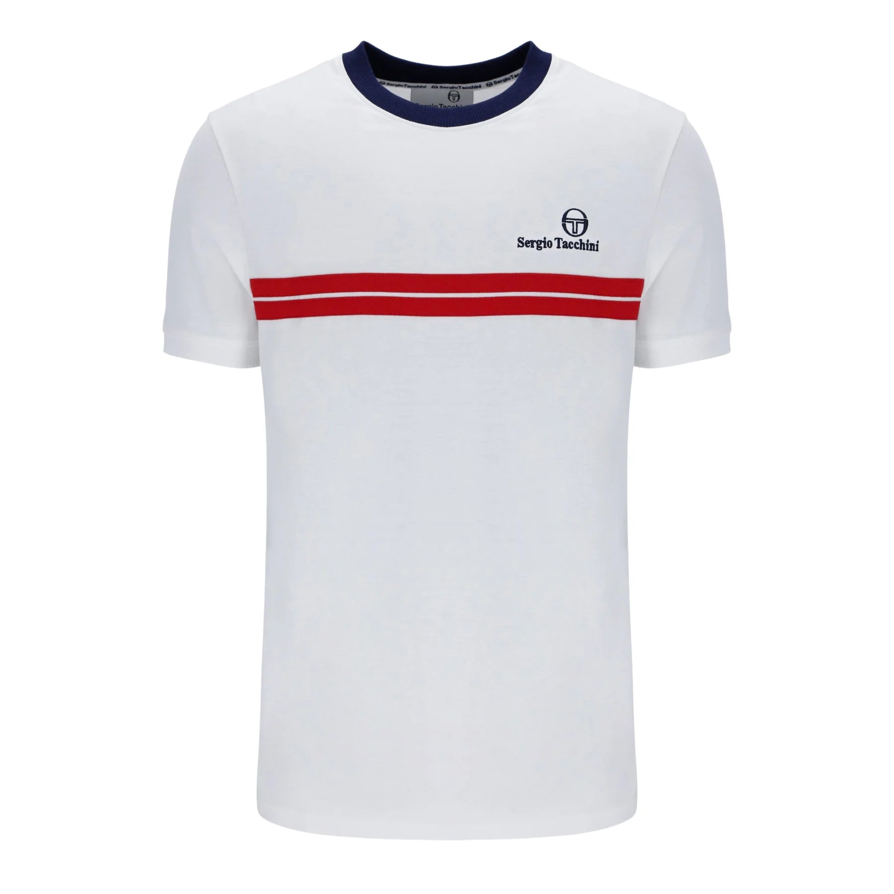 Markdown Sale Sergio Tacchini Men's SS Supermac T Shirt White / Maritime Blue / Adrenaline Rush Markdown Sale Sergio Tacchini Men's SS Supermac T Shirt White / Maritime Blue / Adrenaline Rush