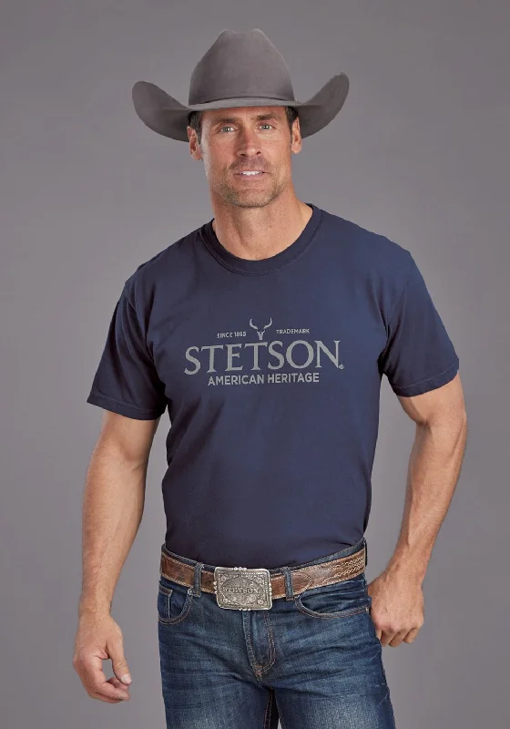 Weekend Savings Sensation Stetson Mens American Heritage Blue 100% Cotton S/S T-Shirt Weekend Savings Sensation Stetson Mens American Heritage Blue 100% Cotton S/S T-Shirt