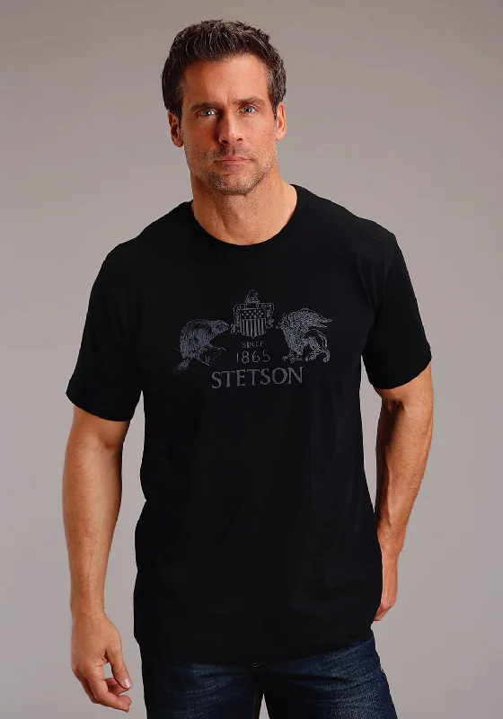Weekend Specials to Love Stetson Mens Beaver Eagle Drawing Black 100% Cotton S/S T-Shirt Weekend Specials to Love Stetson Mens Beaver Eagle Drawing Black 100% Cotton S/S T-Shirt