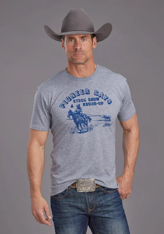Weekend Bargains to Sizzle Stetson Mens Pioneer Round Up Grey Cotton Blend S/S T-Shirt Weekend Bargains to Sizzle Stetson Mens Pioneer Round Up Grey Cotton Blend S/S T-Shirt