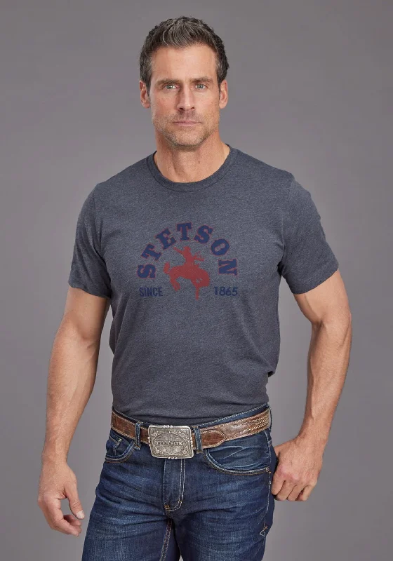 Weekend Specials to Cherish Stetson Mens Red Horse Grey Cotton Blend S/S T-Shirt