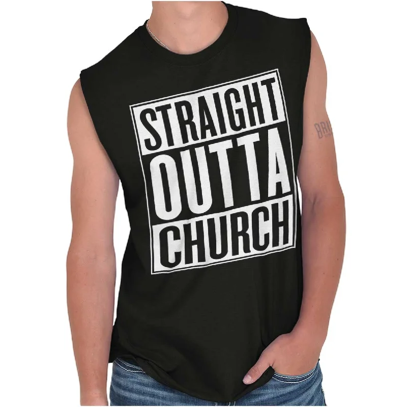 Stock Clearance Straight Outta Church Sleeveless T-Shirt