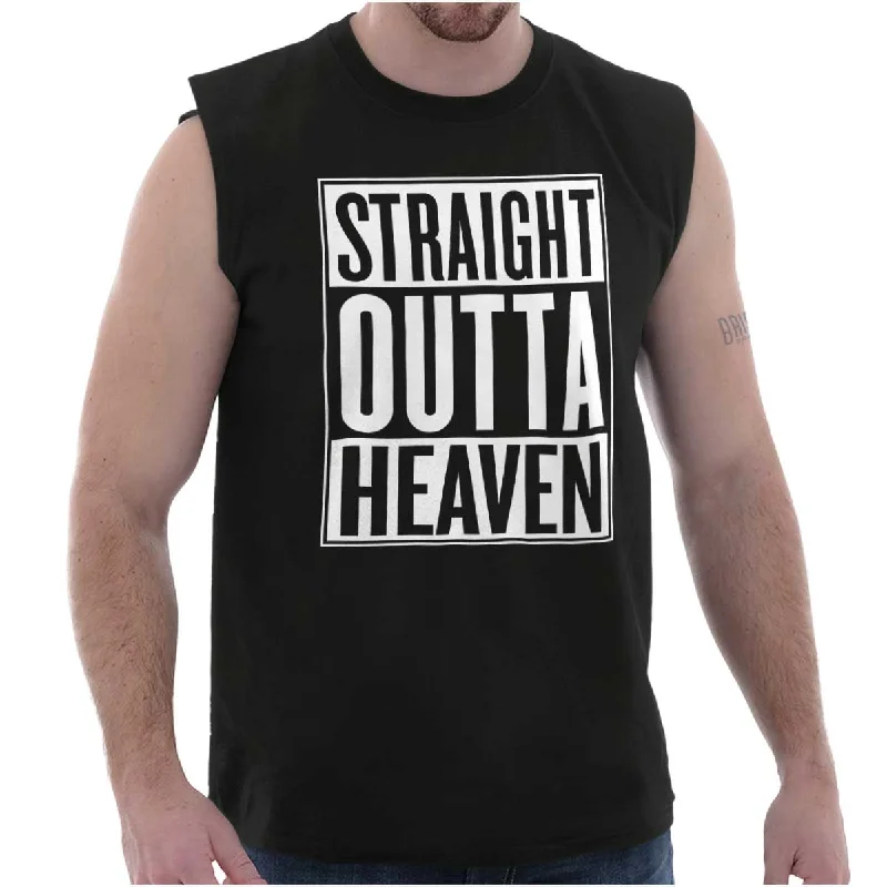 Super Deal Straight Outta Heaven Sleeveless T-Shirt
