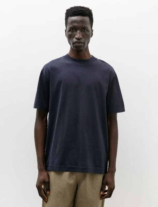 Factory Direct Sale SS Mock Neck T-Shirt Navy