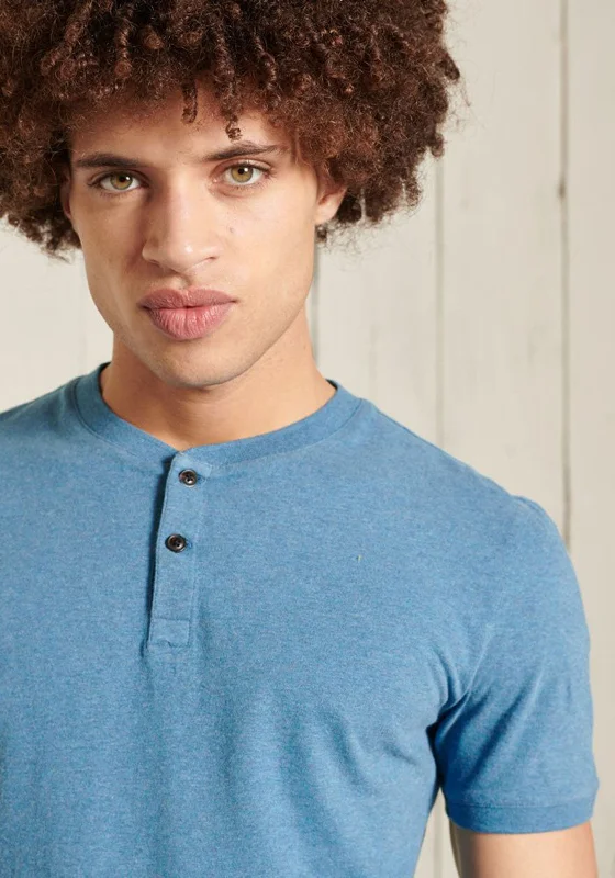 Weekend Special Superdry Henley Short Sleeve T-Shirt, Blue